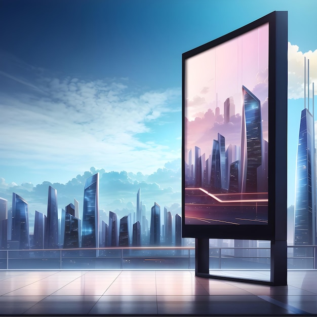 Billboard 3D uno sfondo futuristico del paesaggio della città Generative Ai