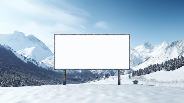 Billboard pubblicitario vuoto sulla neve invernale Billboard vuoto vuoto in un ambiente urbano