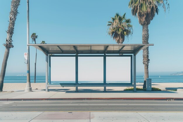 Billboard realistico alla fermata dell'autobus a Los Angeles, in California, per creare un modello di marketing