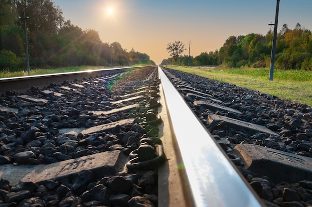 Binari ferroviari che si estendono in lontananza