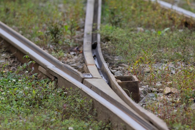 Binari ferroviari in acciaio per tram, teleobiettivo