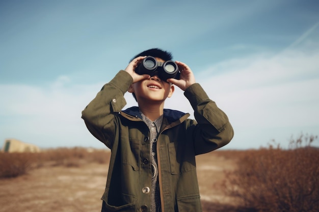 Binocolo asiatico per bambini cinesi Educazione al sorriso Genera Ai