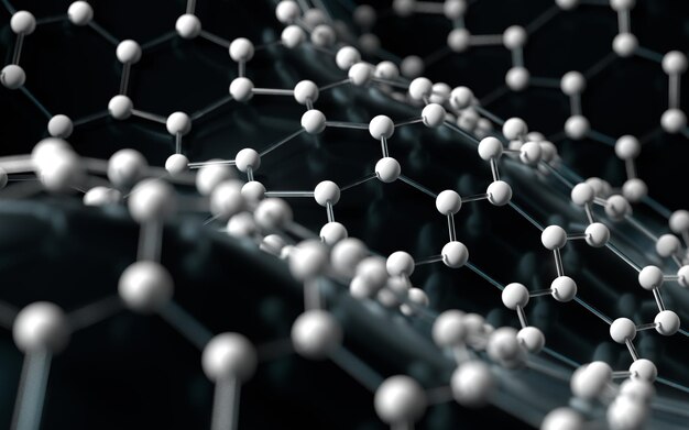 Biochimica nodo scientifico connessione molecolare rendering 3d