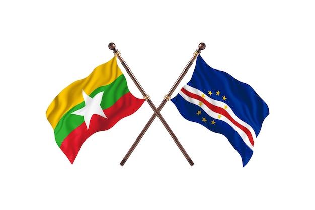 Birmania contro Cambogia Sfondo di due bandiere di paesi