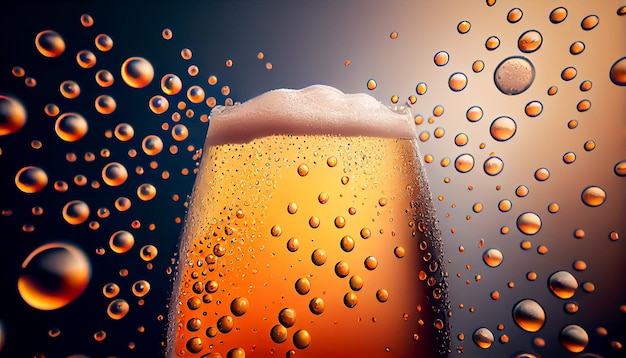 Birra e vapore acqueo a freddo gocce d'acqua su un bicchiere di birra Illustrazione generativa di AI