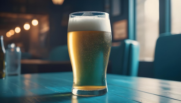 Birra Lager fredda su un tavolo