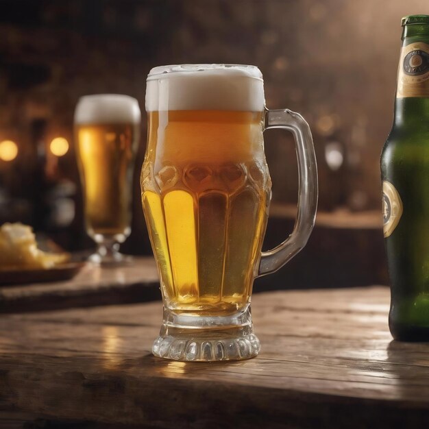 Birra leggera in un bicchiere di birra su uno sfondo vecchio