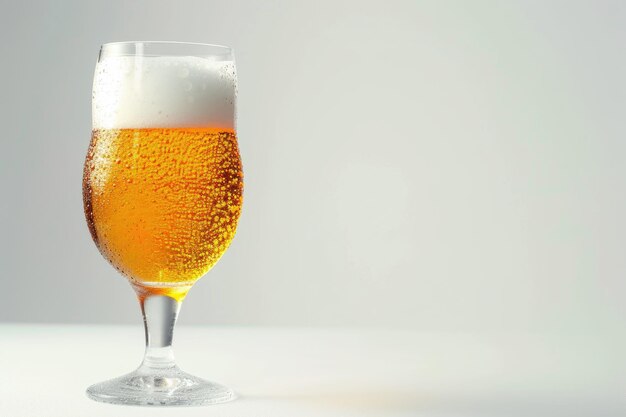 Birra schiumosa in un'elegante presentazione minimalista