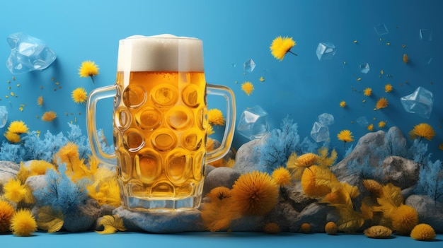 Birra sfondo tenplate Illustrazione AI GenerativexA