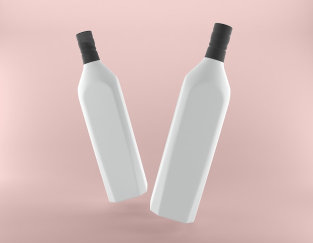 Birra succo di alcol e bevande bottiglia 3D rendering illustrazione