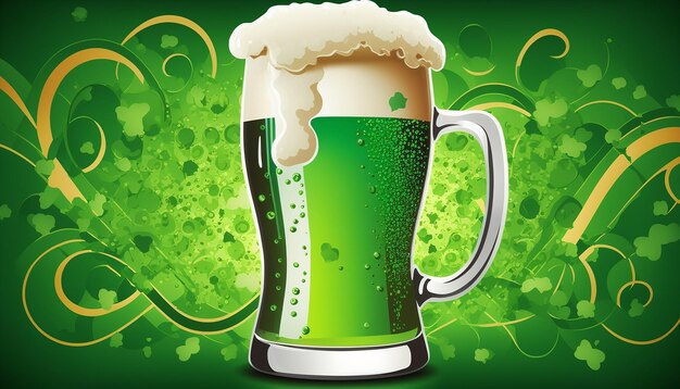 Birra verde per il giorno di San Patrizio Generative ai