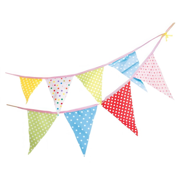 birthday flags pattern white background clothesline