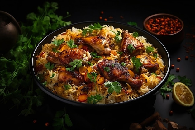 biryani di pollo con riso basmati al vapore