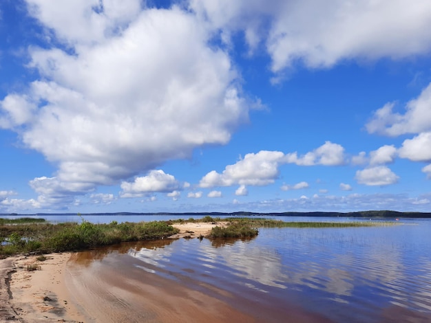 Biscarrosse spiaggia sabbiosa selvaggia con acque calme blu nelle lande francia