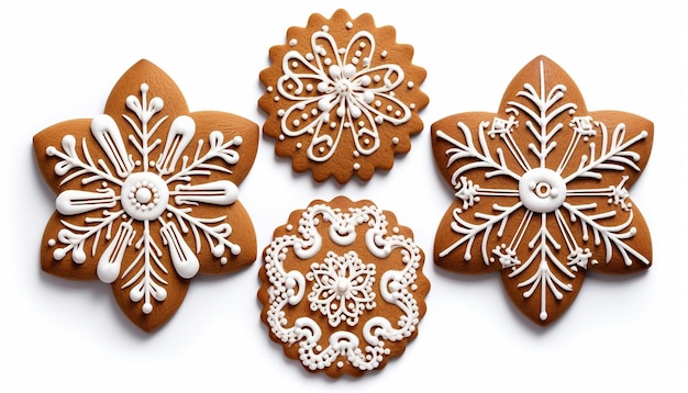 Biscotti a forma di stella e fiocco di neve con zucchero