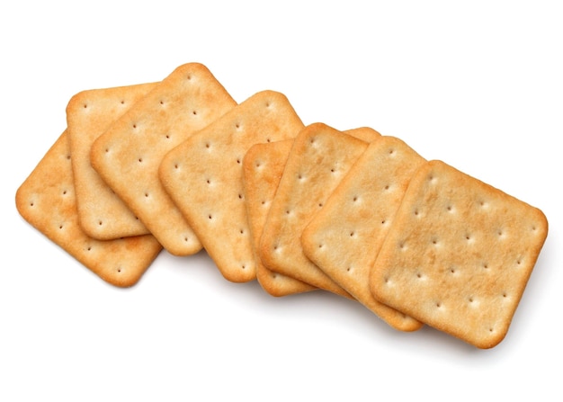 Biscotti a secco isolati su uno sfondo bianco