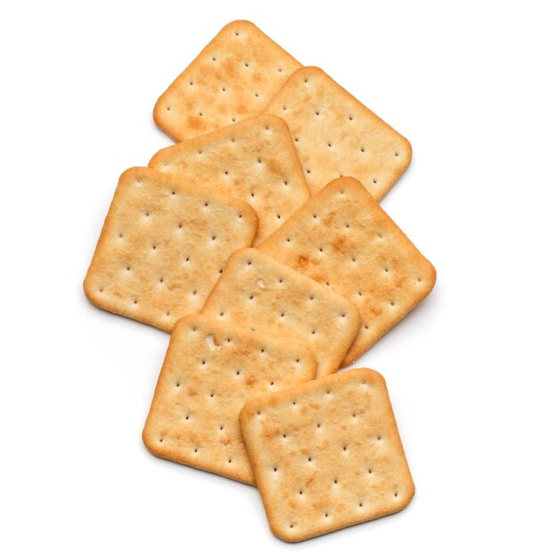 Biscotti a secco isolati su uno sfondo bianco