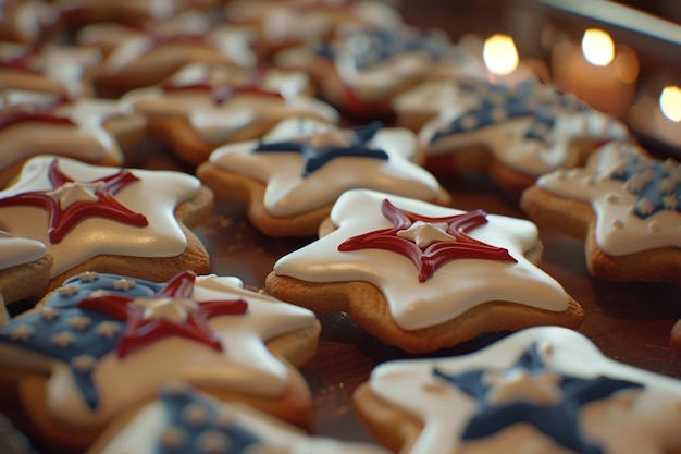 Biscotti a tema patriottico decorati con stelle e