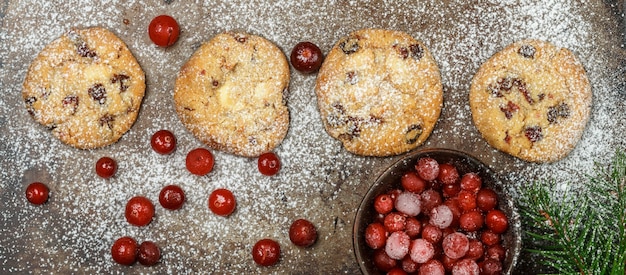 Biscotti ai mirtilli rossi e mirtilli rossi