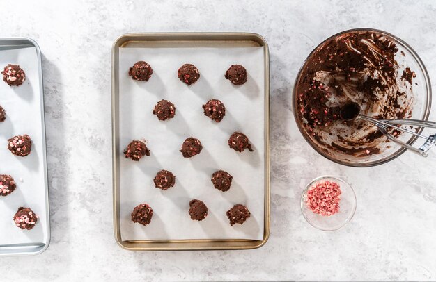 Biscotti al cioccolato con gocce di menta piperita