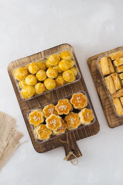 Biscotti all'ananas indonesiani fatti in casa o Nastar serviti per celebrare Idul Fitri o Eid al Fitr