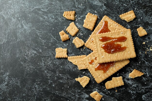 Biscotti con caramello su smokey nero