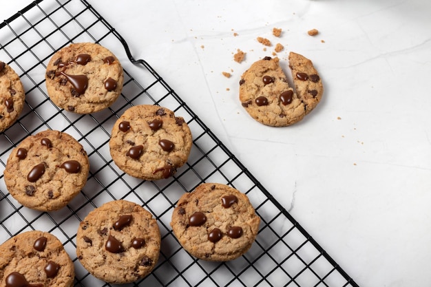 Biscotti con gocce di cioccolato Vista dall'alto