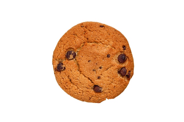 Biscotti di farina d'avena con pezzi di cioccolato isolati su sfondo bianco Foto di alta qualità