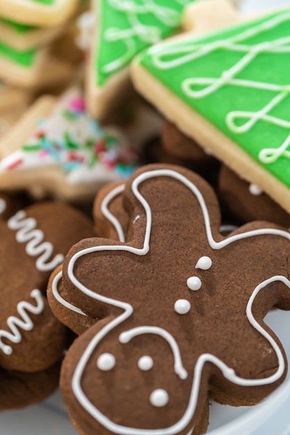 Biscotti di Natale di panpepato e zucchero con glassa reale.