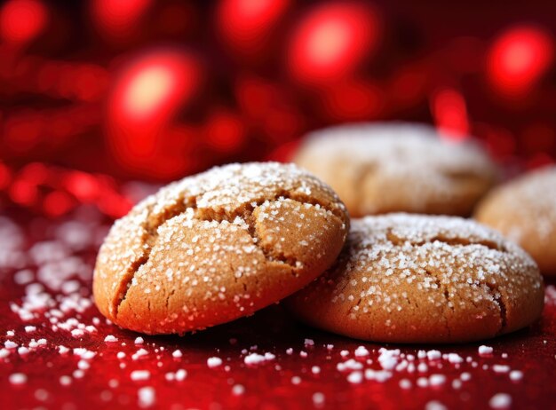 Biscotti di Natale su sfondo rosso