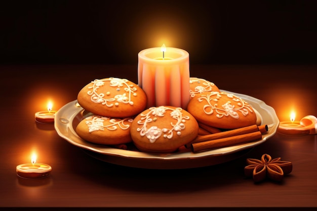 Biscotti di pan di zenzero dessert tradizionale di Natale Generativo Ai
