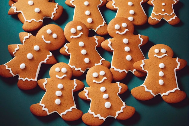 Biscotti di pan di zenzero fatti in casa di Natale sul tavolo