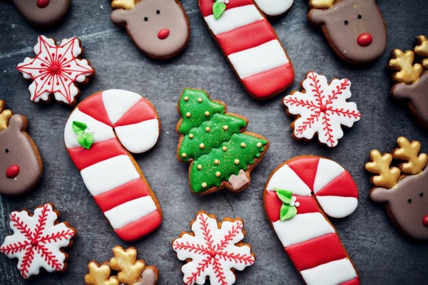 Biscotti di Pan di zenzero fatti in casa tradizionali di Natale al forno.