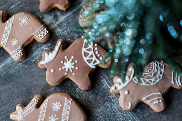 Biscotti di panpepato decorati con glassa reale.