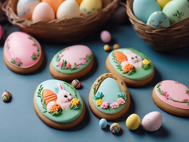 Biscotti di Pasqua a forma di uova e coniglietto