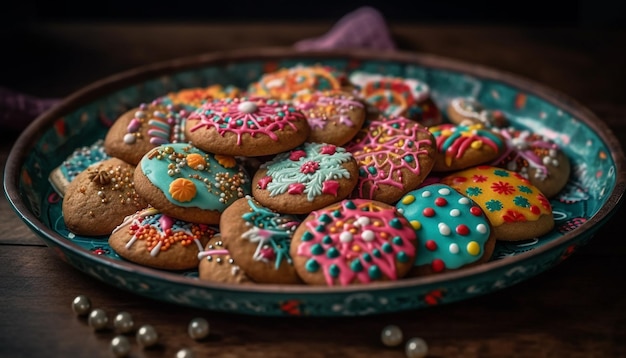 Biscotti di pasta frolla fatti in casa decorazione ornata rustica generata da AI