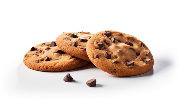 Biscotti di pepita di cioccolato isolati su fondo bianco