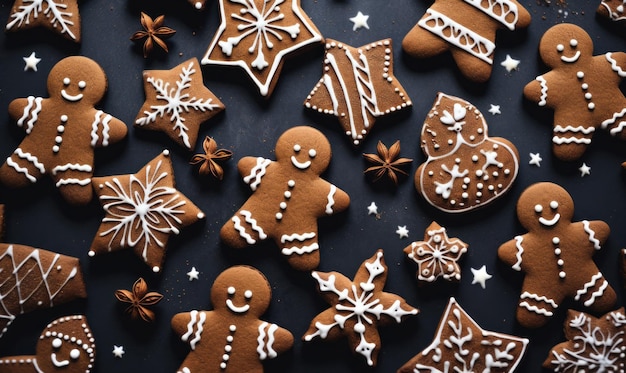 Biscotti di zenzero di Natale con forme.