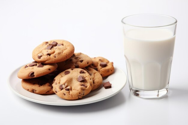 Biscotti e latte su una superficie bianca