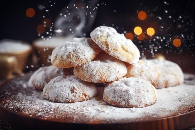 biscotti fatti in casa spruzzati di zucchero in polvere