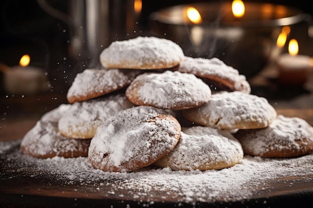 biscotti fatti in casa spruzzati di zucchero in polvere