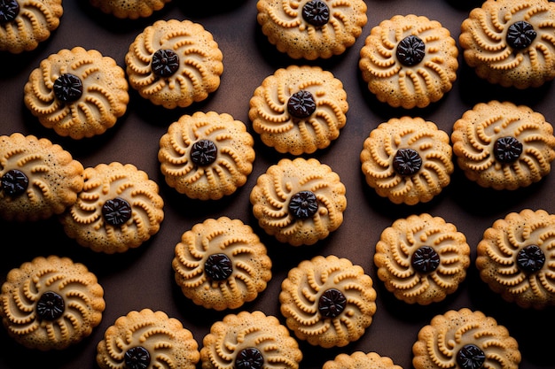 Biscotti gustosi con vista dall'alto di uvetta