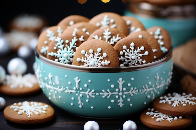 Biscotti natalizi con glassa reale e fiocchi di neve