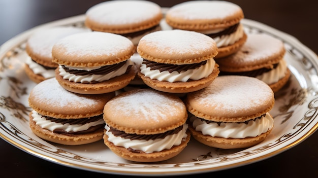 Biscotti sandwichbiscotti dolci con panna