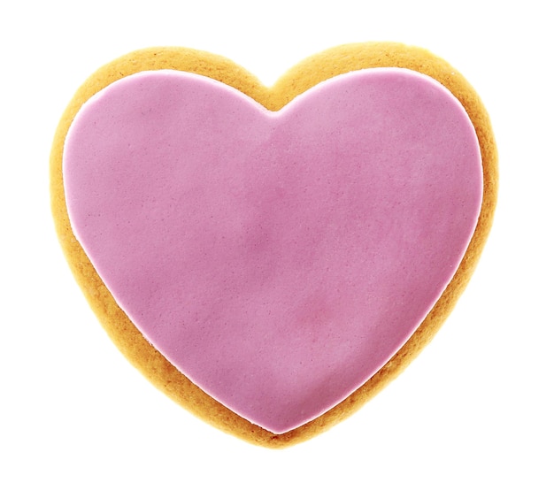 Biscotto del cuore di San Valentino isolato su bianco