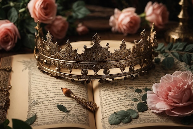 Bismillah decorazione di pagina vintage con corone frecce e elementi floreali