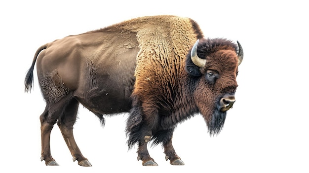 bisonte su sfondo bianco isolato