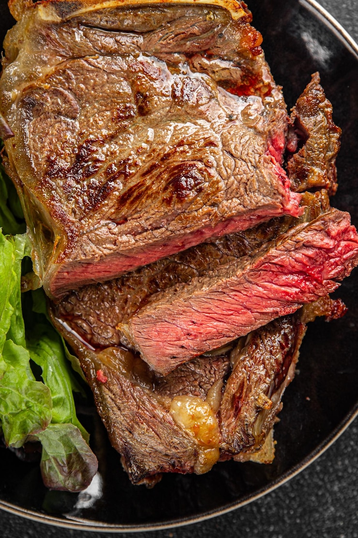 Foto bistecca alla griglia carne al barbecue manzo succoso fresco delizioso cibo gourmet sfondo sul tavolo cibo rustico vista superiore spazio di copia