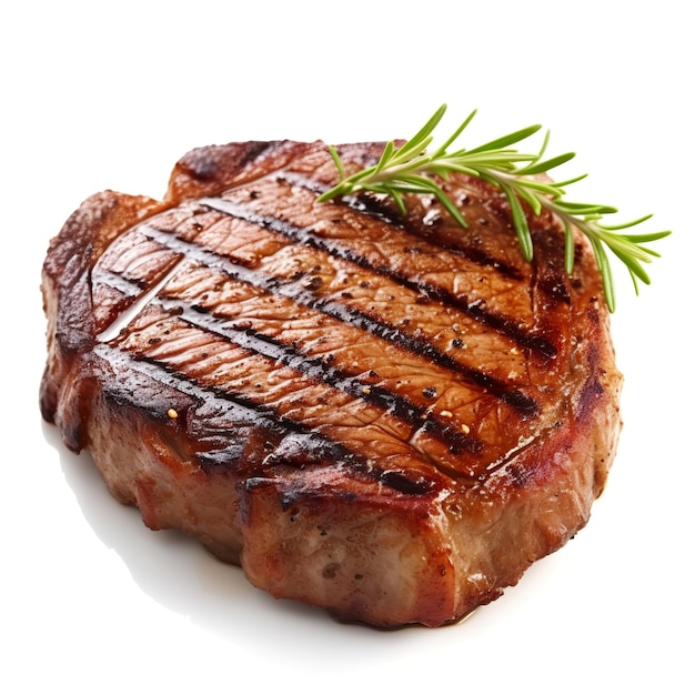 bistecca alla griglia isolata su sfondo bianco