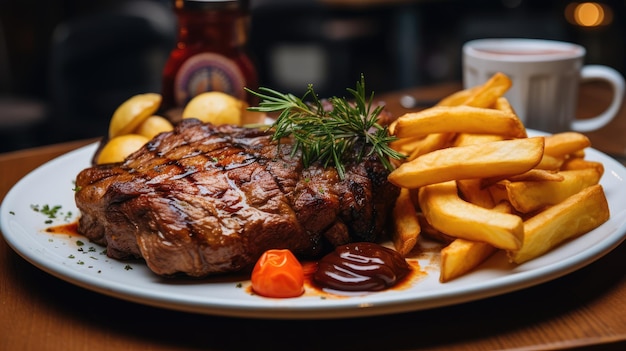 bistecca alla griglia piatto di carne piatto di carne HD 8K wallpap er Immagine fotografica